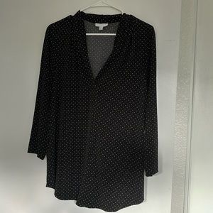 Charter Club long sleeved top, black with white polka dots